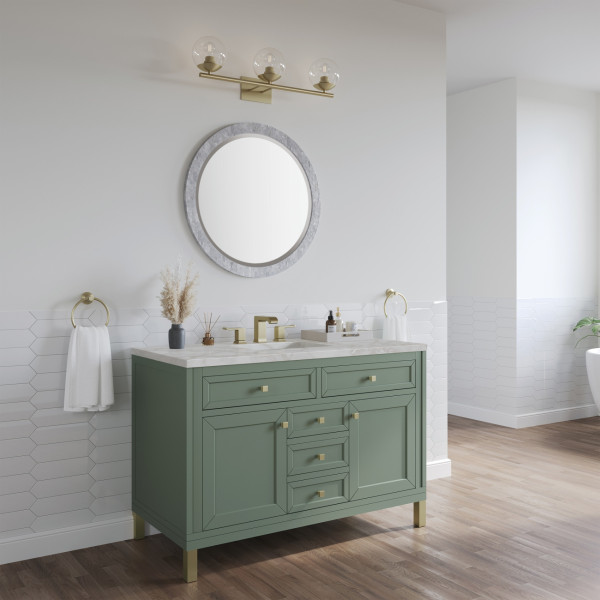 James Martin 305-V48-SC-3VSL Smokey Celadon Single Vanity Victorian Silver Top