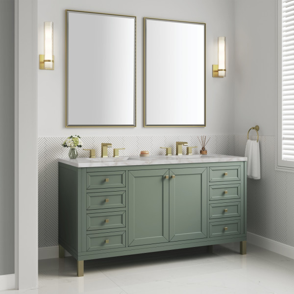 James Martin 305-V60D-SC-3VSL Vanity Smokey Celadon w/ Victorian Silver Top