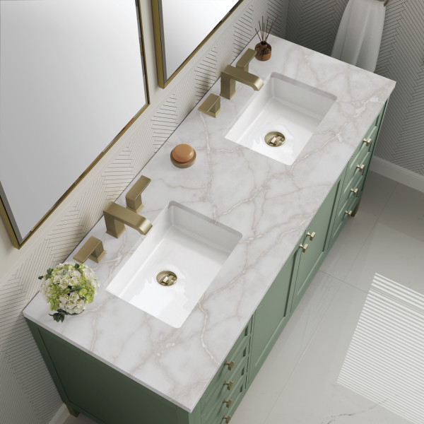 James Martin 305-V60D-SC-3VSL Vanity Smokey Celadon w/ Victorian Silver Top