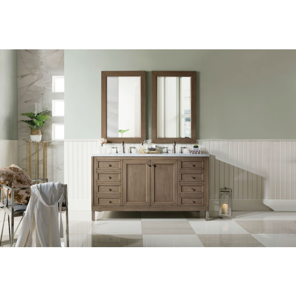 James Martin 305-V60D-WWW-3 Chicago 60" White Washed Walnut Double Vanity