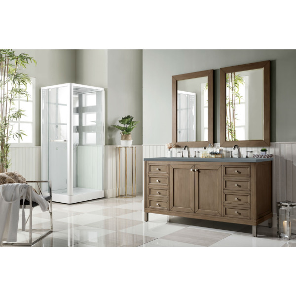 James Martin 305-V60D-WWW-3 Chicago 60" White Washed Walnut Double Vanity