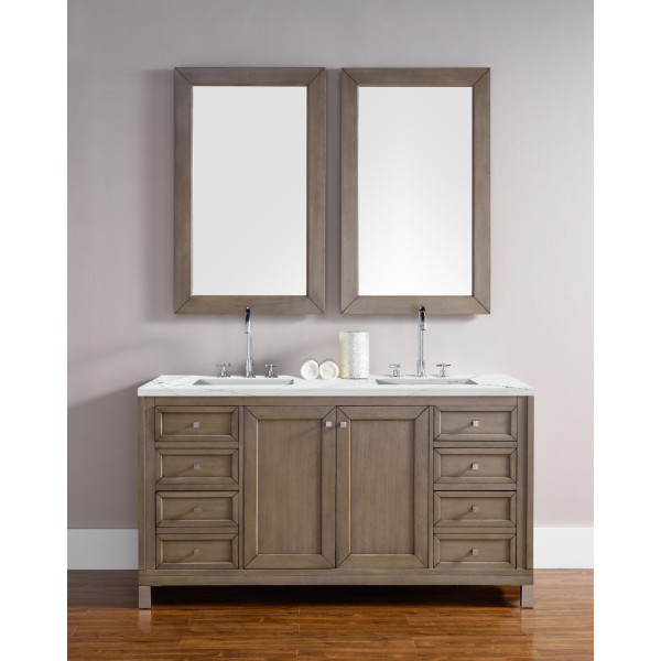 James Martin 305-V60D-WWW-3 Chicago 60" White Washed Walnut Double Vanity