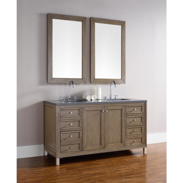 James Martin 305-V60D-WWW-3 Chicago 60" White Washed Walnut Double Vanity
