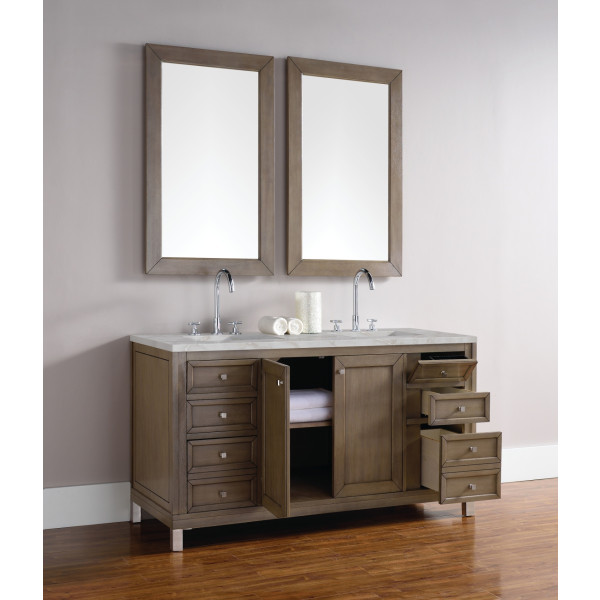 James Martin 305-V60D-WWW-3VSL Vanity Whitewashed Walnut W/ Victorian Silver Top