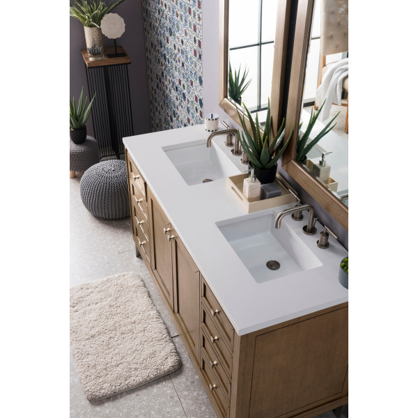 James Martin 305-V60D-3WZ Double Vanity w/ White Zeus Quartz Top