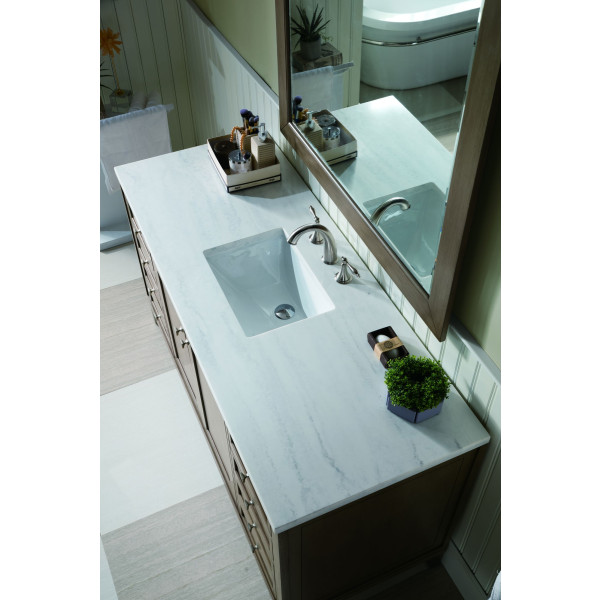 James Martin 305-V60S-WWW-3 60" White Washed Walnut Single Vanity with Top