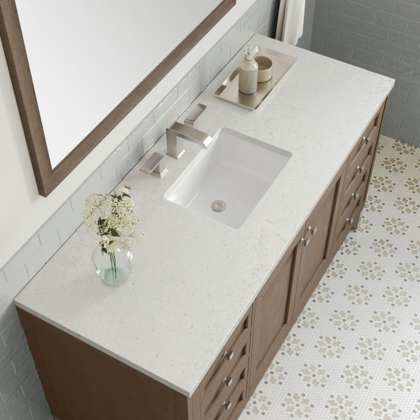 James Martin 305-V60S-WWW-3LDL 60" Vanity Whitewashed Walnut w/ Lime Delight Top