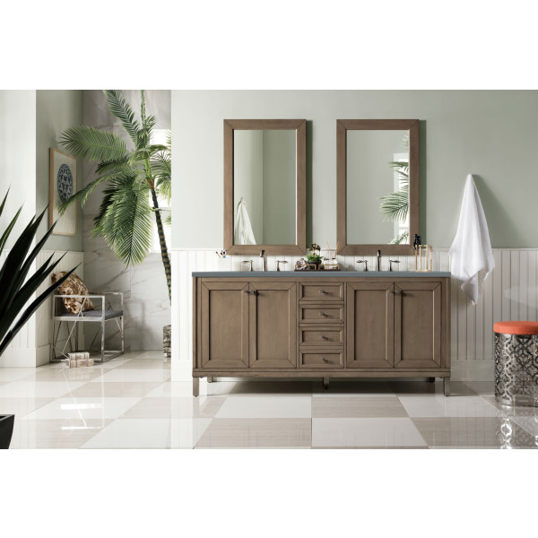 James Martin 305-V72-WWW-3 72" White Washed Walnut Double Vanity with Top