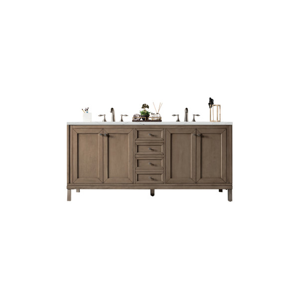 James Martin 305-V72-WWW-3 72" White Washed Walnut Double Vanity with Top