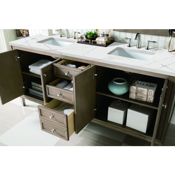 James Martin 305-V72-WWW-3 72" White Washed Walnut Double Vanity with Top