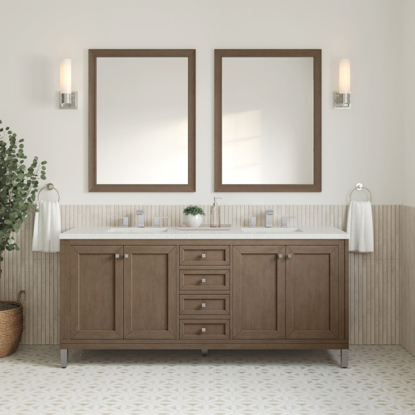 James Martin 305-V72-WWW-3LDL  72" Vanity Whitewashed Walnut w/Lime Delight Top