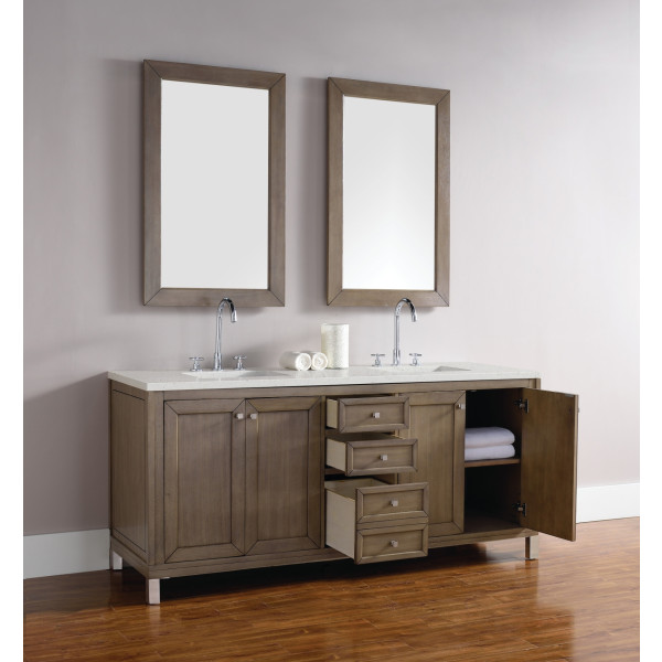 James Martin 305-V72-WWW-3LDL  72" Vanity Whitewashed Walnut w/Lime Delight Top