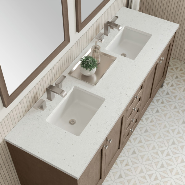 James Martin 305-V72-WWW-3LDL  72" Vanity Whitewashed Walnut w/Lime Delight Top