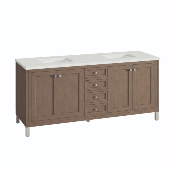 James Martin 305-V72-WWW-3LDL  72" Vanity Whitewashed Walnut w/Lime Delight Top