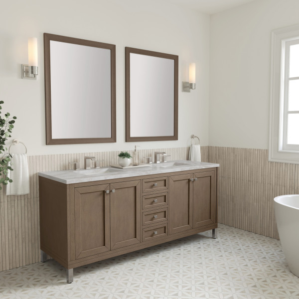 James Martin 305-V72-WWW-3VSL Vanity Whitewashed Walnut w/ Victorian Silver Top