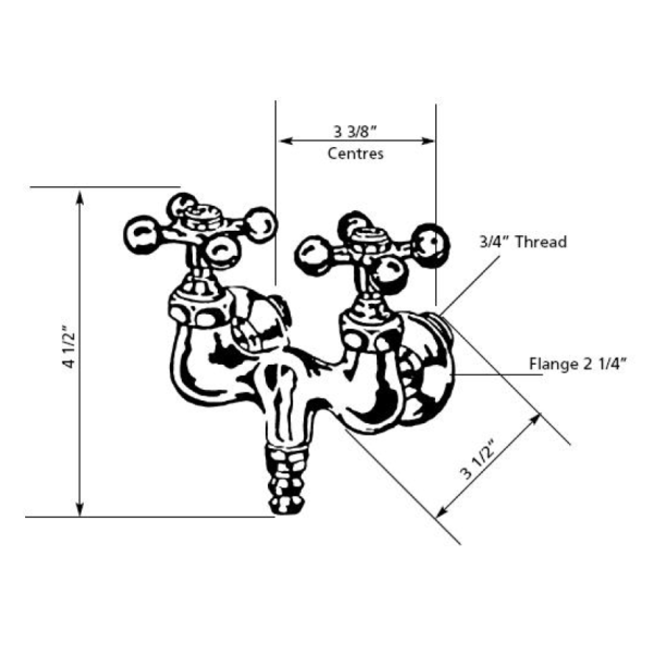 Cheviot 3100 Cross Handles Traditional Filler Tub Spouts and System