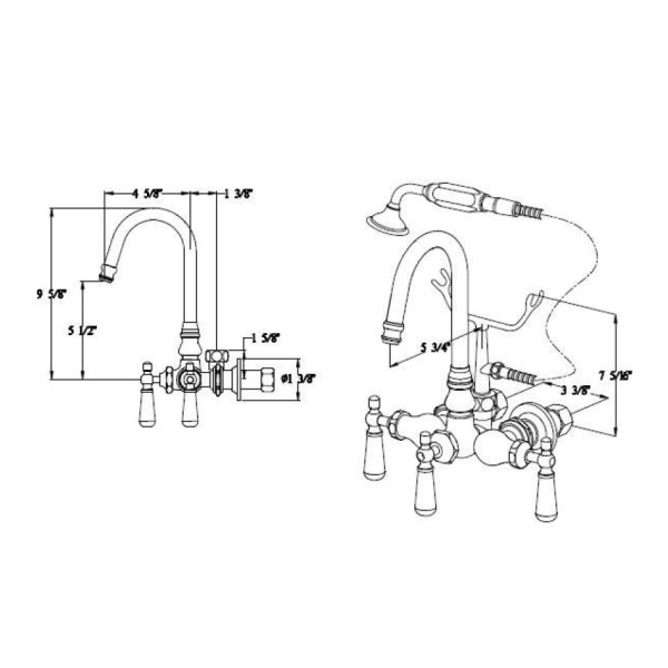 Cheviot 3107 Dual Flush Goose Neck Bathtub Filler with Hand Shower