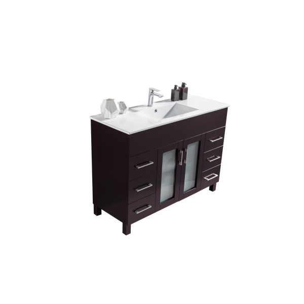 Laviva 31321529-48-CB Nova 48" Bathroom Vanity + White Ceramic Basin Countertop