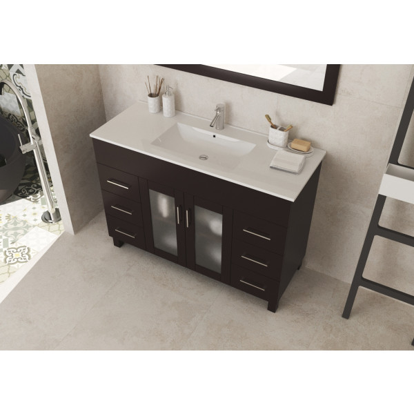 Laviva 31321529-48-CB Nova 48" Bathroom Vanity + White Ceramic Basin Countertop