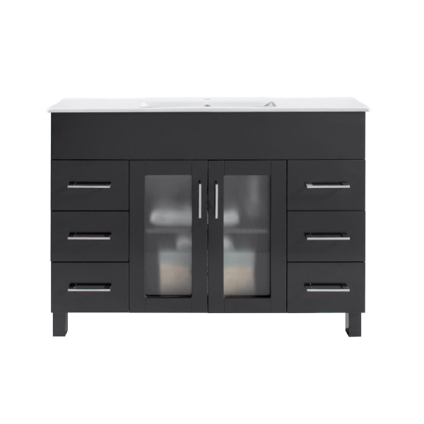 Laviva 31321529-48-CB Nova 48" Bathroom Vanity + White Ceramic Basin Countertop