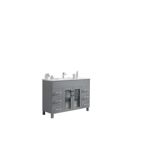 Laviva 31321529-48-CB Nova 48" Bathroom Vanity + White Ceramic Basin Countertop