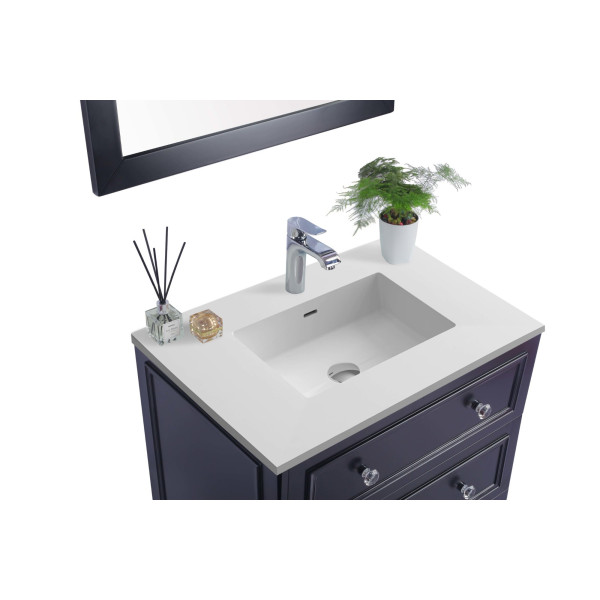 Laviva 313DVN-30-MW Luna 30" Vanity + Matte White Stone Solid Surface Countertop