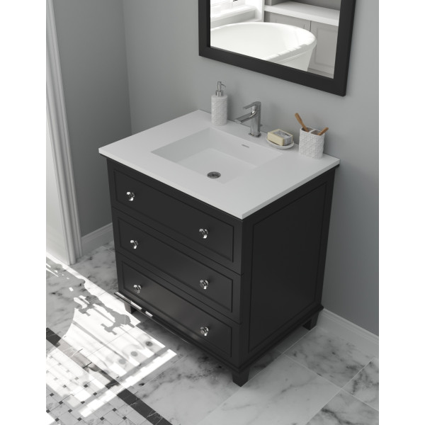 Laviva 313DVN-30-MW Luna 30" Vanity + Matte White Stone Solid Surface Countertop