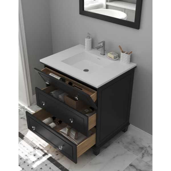 Laviva 313DVN-30-MW Luna 30" Vanity + Matte White Stone Solid Surface Countertop