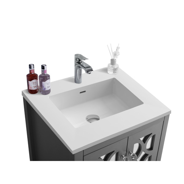 Laviva 313MKSH-24-MW 24" Vanity + Matte White Stone Solid Surface Countertop