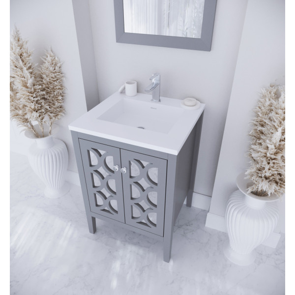 Laviva 313MKSH-24-MW 24" Vanity + Matte White Stone Solid Surface Countertop