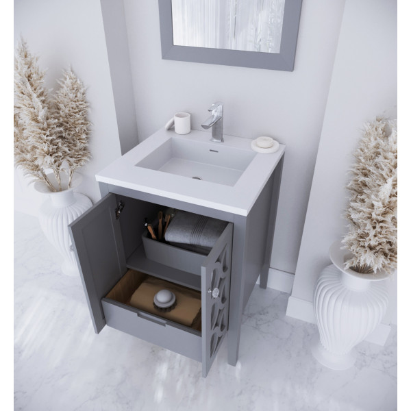 Laviva 313MKSH-24-MW 24" Vanity + Matte White Stone Solid Surface Countertop