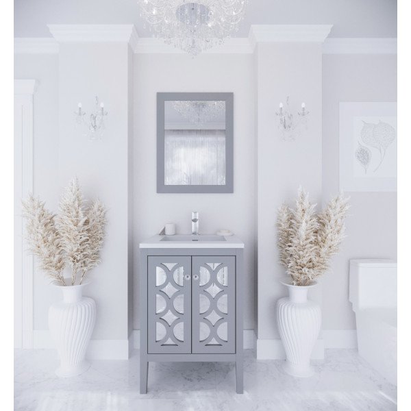 Laviva 313MKSH-24-MW 24" Vanity + Matte White Stone Solid Surface Countertop