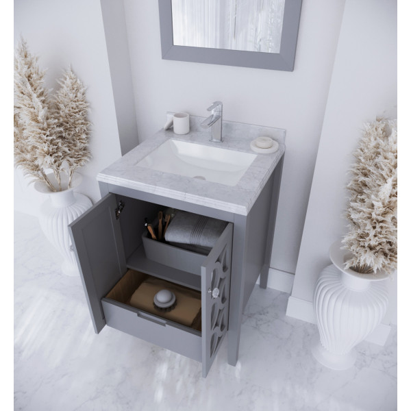 Laviva 313MKSH-24-WC Mediterraneo 24" Bathroom Vanity with White Carrara Marble Countertop