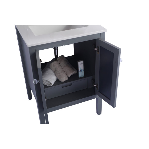 Laviva 313MKSH-24-WQ Mediterraneo 24" Bathroom Vanity + White Quartz Countertop