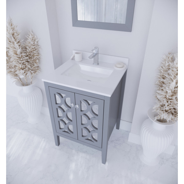 Laviva 313MKSH-24-WQ Mediterraneo 24" Bathroom Vanity + White Quartz Countertop
