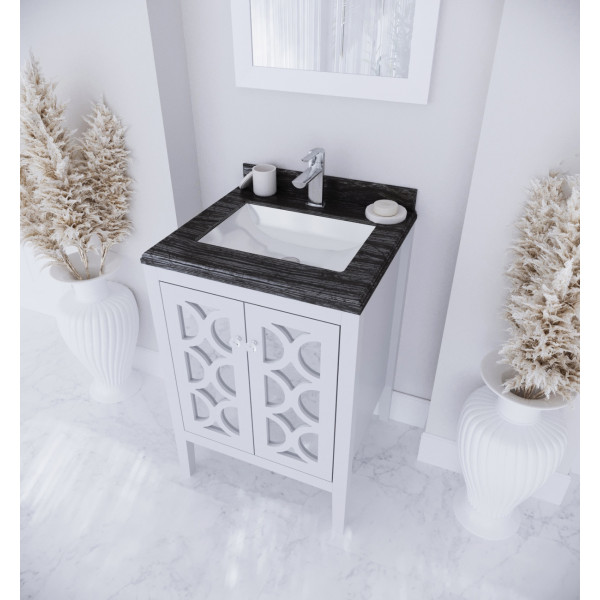 Laviva 313MKSH-24-BW Mediterraneo 24" Bathroom Vanity with Black Wood Marble Countertop