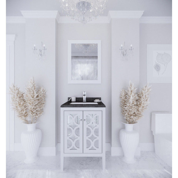 Laviva 313MKSH-24-BW Mediterraneo 24" Bathroom Vanity with Black Wood Marble Countertop