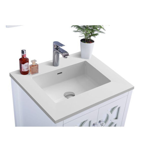 Laviva 313MKSH-24-MW 24" Vanity + Matte White Stone Solid Surface Countertop