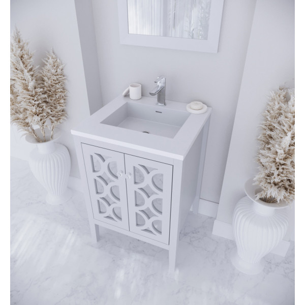 Laviva 313MKSH-24-MW 24" Vanity + Matte White Stone Solid Surface Countertop