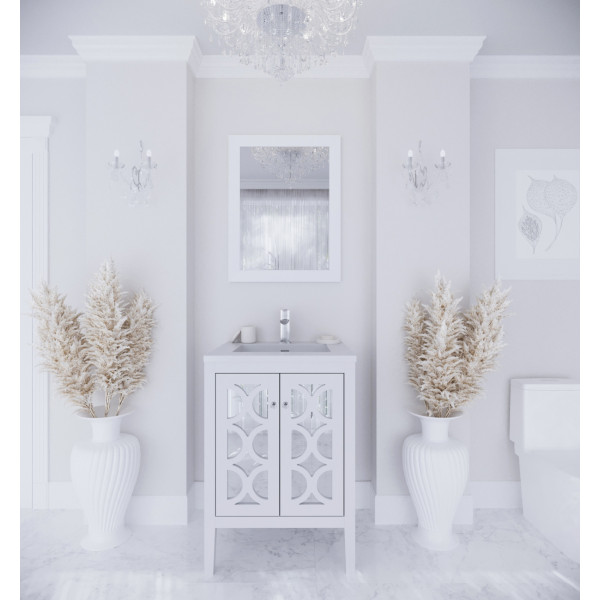 Laviva 313MKSH-24-MW 24" Vanity + Matte White Stone Solid Surface Countertop
