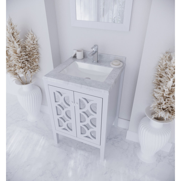 Laviva 313MKSH-24-WC Mediterraneo 24" Bathroom Vanity with White Carrara Marble Countertop