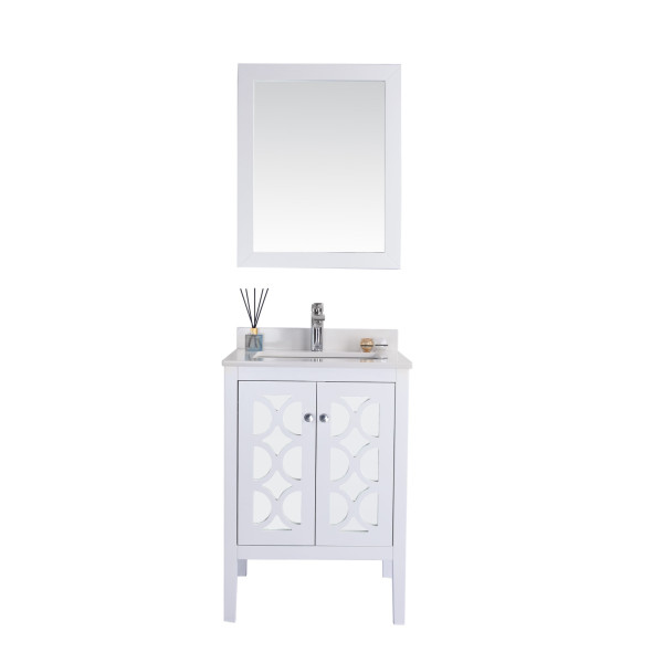 Laviva 313MKSH-24-WQ Mediterraneo 24" Bathroom Vanity + White Quartz Countertop