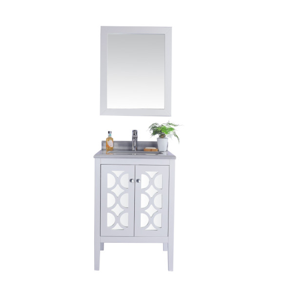 Laviva 313MKSH-24-WS Mediterraneo 24" Bathroom Vanity with White Stripes Marble Countertop