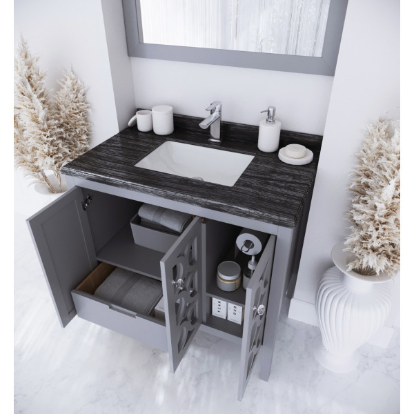 Laviva 313MKSH-36-BW Mediterraneo 36" Bathroom Vanity with Black Wood Marble Countertop