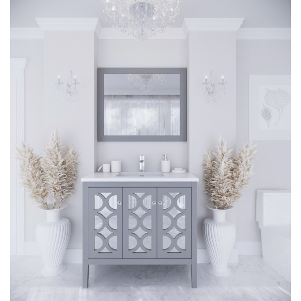 Laviva 313MKSH-36-MW 36" Vanity + Matte White Stone Solid Surface Countertop