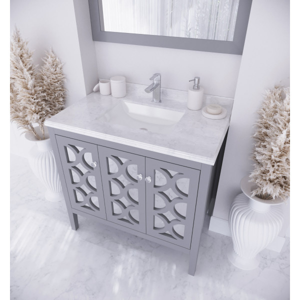 Laviva 313MKSH-36-WC Mediterraneo 36" Bathroom Vanity with White Carrara Marble Countertop