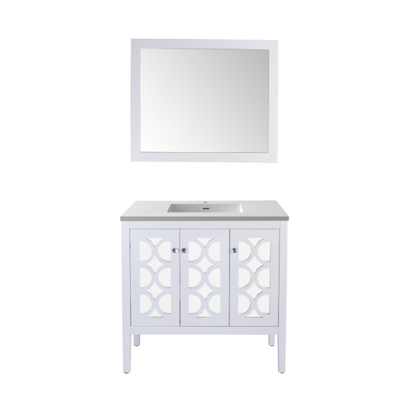 Laviva 313MKSH-36-MW 36" Vanity + Matte White Stone Solid Surface Countertop
