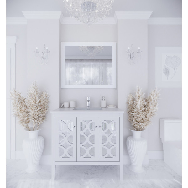 Laviva 313MKSH-36-MW 36" Vanity + Matte White Stone Solid Surface Countertop