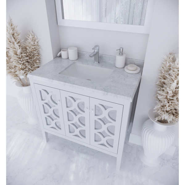 Laviva 313MKSH-36-WC Mediterraneo 36" Bathroom Vanity with White Carrara Marble Countertop