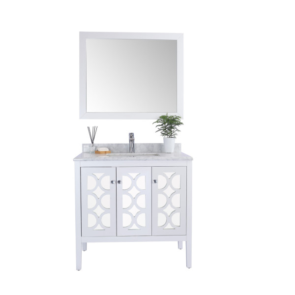 Laviva 313MKSH-36-WC Mediterraneo 36" Bathroom Vanity with White Carrara Marble Countertop